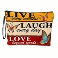 Tragbare Make-up-Tasche mit Schmetterlingsdruck und Motivationssprüchen auf Leinwand - Schmetterling Schmetterling Stil