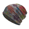 Lightweight knitted slouchy beanie featuring a vibrant grey floral sunflower print for women - M (56-58cm) / Gray