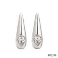 Silberne Wassertropfen-Ohrringe mit Herz-Diamant-Inlay aus 316 Edelstahl-Set - Wassertropfen Ohrringe (PD3219) / Silber