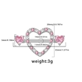 Pink heart nipple shield with zircon stones and detailed product dimensions - Pink Heart Nipple Shield Style (24071003-7)