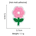 Pink chenille flower embroidery patch with iron-on backing for clothing 5.4cm x 3.7cm - Polyester/Hot Melt Adhesive / 10-Pink Chenille Flower