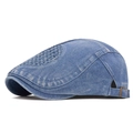 Gorra de mezclilla azul lavado estilo vintage con hebilla de ajuste de bronce - Ajustable / Azul