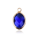 Detail of dark blue marquise-cut glass pendant with a gold-plated metal frame - Gold - September