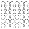 36-piece set of silver stainless steel horseshoe rings with ball and cone ends - Silver Horseshoe Ring Piercing Set (36050)