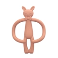 Pink rabbit silicone baby teether with easy-grip ring handle for soothing newborns - Bunny-Brick Red