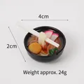Miniature 4cm udon noodle bowl keychain with tiny white chopsticks and toppings - Seafood (Model No Keychain)