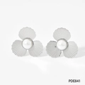Ohrstecker in Muschelform Silber mit Perle in der Mitte, Modell PDE841 Design - Ohrringe Modell A (PDD841)