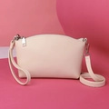 Creamy beige pebble leather crossbody bag with silver hardware and versatile straps - Off White