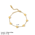 Bracciale a catena in acciaio inossidabile placcato oro 18k con sei ciondoli a cuore donna - Stile Sei Cuori Lisci(TB5072-G)