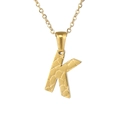 Collana in acciaio inossidabile placcato oro 18K con ciondolo lettera K a trama coccodrillo - Lettera K Oro (Con Catena)