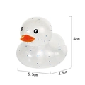 Translucent white rubber duck with blue glitter and 5.5cm size dimensions shown - No. 8 Transparent Glitter