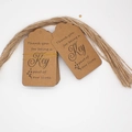 Detail of kraft thank you tags with string for wedding and party favor decoration - 9-Kraft Leaves Thank You