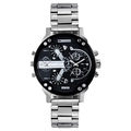 Big dial multi-timezone men's quartz watch with silver stainless steel strap - 7313 Silver Steel Band