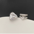 Ensemble de boucles d'oreilles cœur en zircon et earcuff double rang argenté - Clou d'Oreille Cœur Argenté