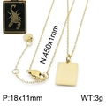 Collana in acciaio al titanio dorato con ciondolo quadrato motivo scorpione - Scorpione (KN200349-KLHQ)