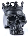 Gothic crown skull ring in polished black stainless steel with a mirror finish - Black (GBK-011)