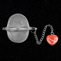 304 stainless steel tea infuser ball with a red heart crystal agate stone charm - Red Jasper