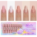 Set unghie soft gel 3-in-1 con 150 pezzi di unghie finte lunghe rosa nudo - Unghie a Pressione Nude a 5 Colori 01