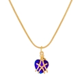 Collar de corazón Castillo de Diamantes con cristal azul oscuro y cadena de serpiente dorada - Azul Real