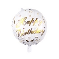 White 18-inch round foil balloon with golden Happy Birthday text and star patterns - Gold Ribbon English Birthday Round Balloon