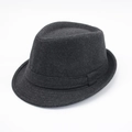 Klassischer dunkelgrauer Wollfilzhut für Herren mit eleganter Krempe in Seitenansicht - L (58-60cm) / Grau