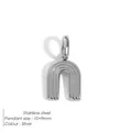 Silver stainless steel winged feather pendant diy jewelry accessory measuring 10x9mm - Horseshoe-Steel Color