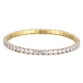 Gold finish 4mm tennis bracelet with sparkling round-cut cubic zirconia in prong setting - Gold Base Clear Zircon (KB164861-Z)