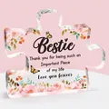 Transparent puzzle-shaped acrylic plaque with pink roses and bestie quote for gifting - Bestie Pink Style (Q10)