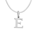 Titanium steel letter E pendant necklace with flat snake chain in silver finish - Letter E / 1 Piece / Steel