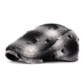 Schiebermütze mit Fischgrätmuster in Schwarz-Grau und Vintage-Fransen-Details - Schwarz