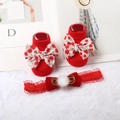 Set accessori neonato rosso con calzini in maglia e fascia per capelli con fiocco - Rosso/Fiocco Fiore Rosso Beige