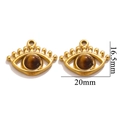 Stainless steel evil eye pendant with brown natural stone and 16.5x20mm dimensions - Style C-Tiger Eye Brown