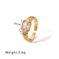 Retro 18k gold plated stainless steel ring with rectangular emerald-cut zircon stone - Adjustable Open / Gold