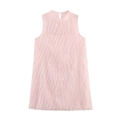 Roze mouwloze A-lijn mini-jurk met zoete veren franjetextuur op een witte achtergrond - XS / Roze