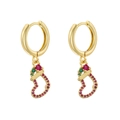 Orecchini a cerchio calza di Natale dorati con cristalli di zirconia rossi e verdi - Calza natalizia in zircone colorato oro