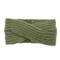 Fascia per capelli in maglia verde erba con nodo incrociato in caldo filato invernale - Verde Oliva