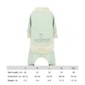 Cooling summer dog jumpsuit in light green with size chart for small breeds - S / Light Green