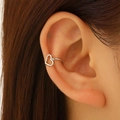 Pendiente de clip de doble capa con forma de corazón plateado para orejas sin piercing - Corazón Hueco Minimalista - Plateado (X417)