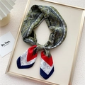 Elegant paisley square scarf in red and navy silk finish for stylish neck accessory - Navy Plaid Badge
