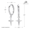Parametri dettagliati delle dimensioni di orecchini a cerchio in argento 925 con stella - Argento 925 / Argento