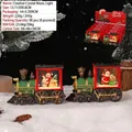 Christmas train crystal music light with Santa and snowman, red and green vintage design - Vintage Christmas Train Crystal Light (2473)