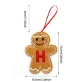 Gingerbread man felt Christmas ornament with red letter H and hanging string - Style H