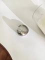 Anello a goccia argento in acciaio inossidabile con design aperto minimalista lucido - US 6 / Ovale Argento