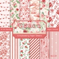 6x6 inch Grace series scrapbook paper with 24 sheets of floral and vintage patterns - 20008b 24 Sheets