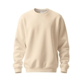 Close-up of beige crewneck sweatshirt showing fleece lining and size M inner tag detail - Apricot