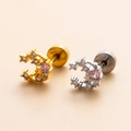 Mond und Sterne Knorpel-Ohrringe in Gold und Silber mit funkelnden Edelsteinen - 3# (Stern Mond) / Silber