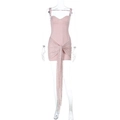 Pink lace backless bodycon dress with spaghetti straps and draped detailing - XS / Pink