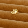 Macro shot of a golden bee stud earring with a screw ball back on brown velvet - Bee / Gold / 0.4