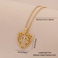 Collana con ciondolo a mano di Hamsa dorata in rame e acciaio con specifiche di misura - Stile Cuore Mano di Fatima Traforato (2#)