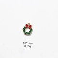 Detailed view of green Christmas wreath alloy charm with red bow and size parameters - No.23 Red Bow Large Wreath